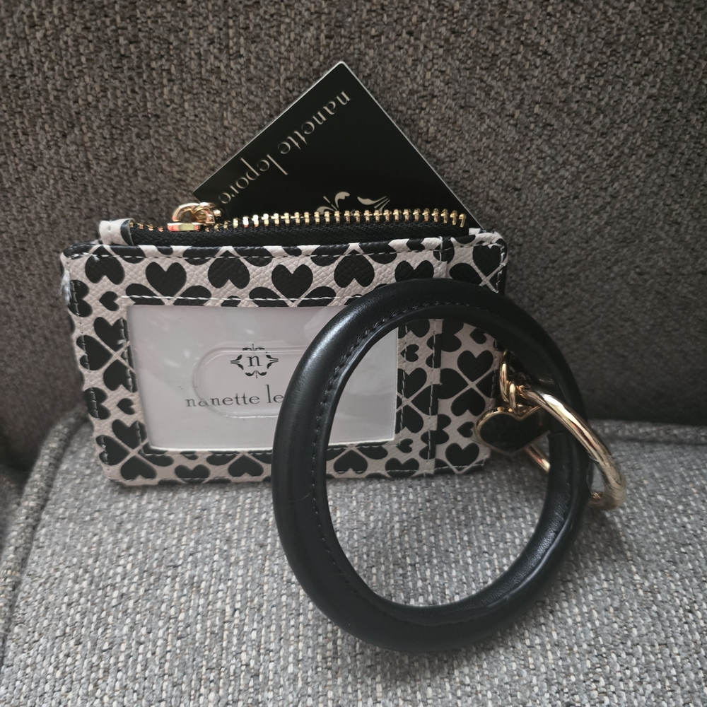 Nanette Lepore Black and Cream Heart Key Holder